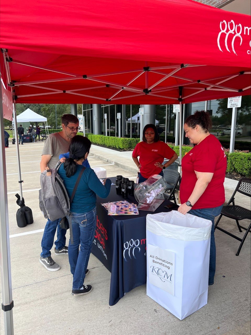 Members Choice Credit Union held its “Gather, Get, Give” event Nov. 5, where the community was invited to “gather,” “get” their confidential documents shredded, and “give” a donation to Katy Christian Ministries. About 1,780 pounds of food were gathered and donated.